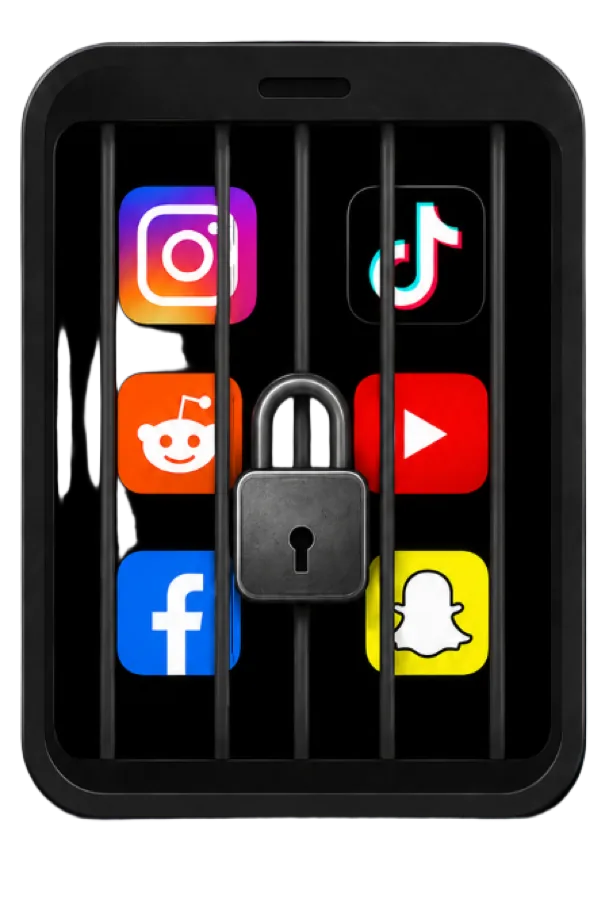 Phone with social apps locked behind bars
